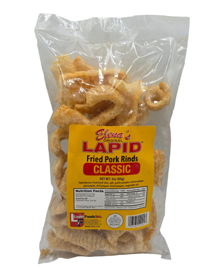 Elena's Original Lapid Fried Pork Rinds Classic Flavor - 3oz