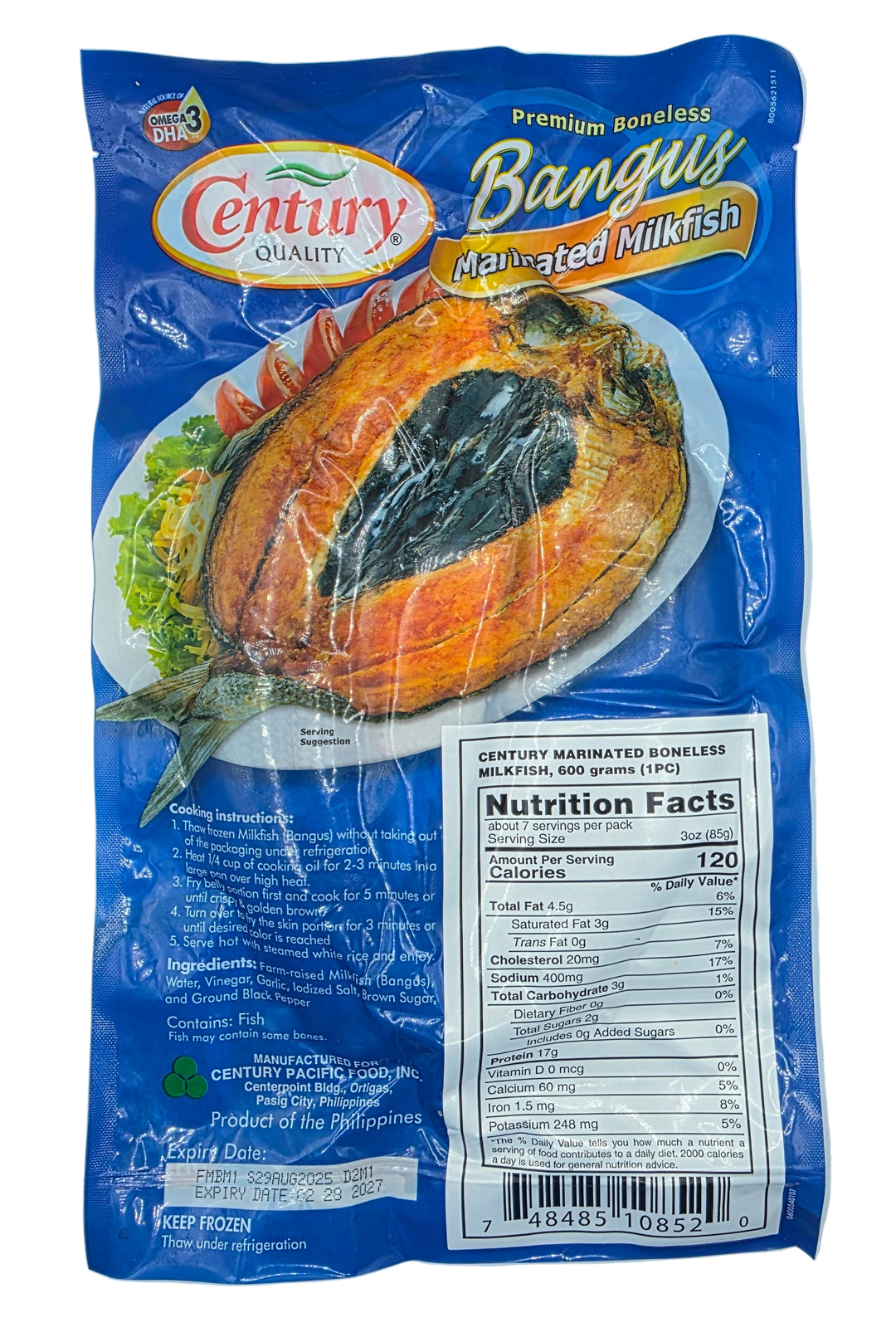Century Quality Premium Boneless Bangus Marinated Milkfish - 600g