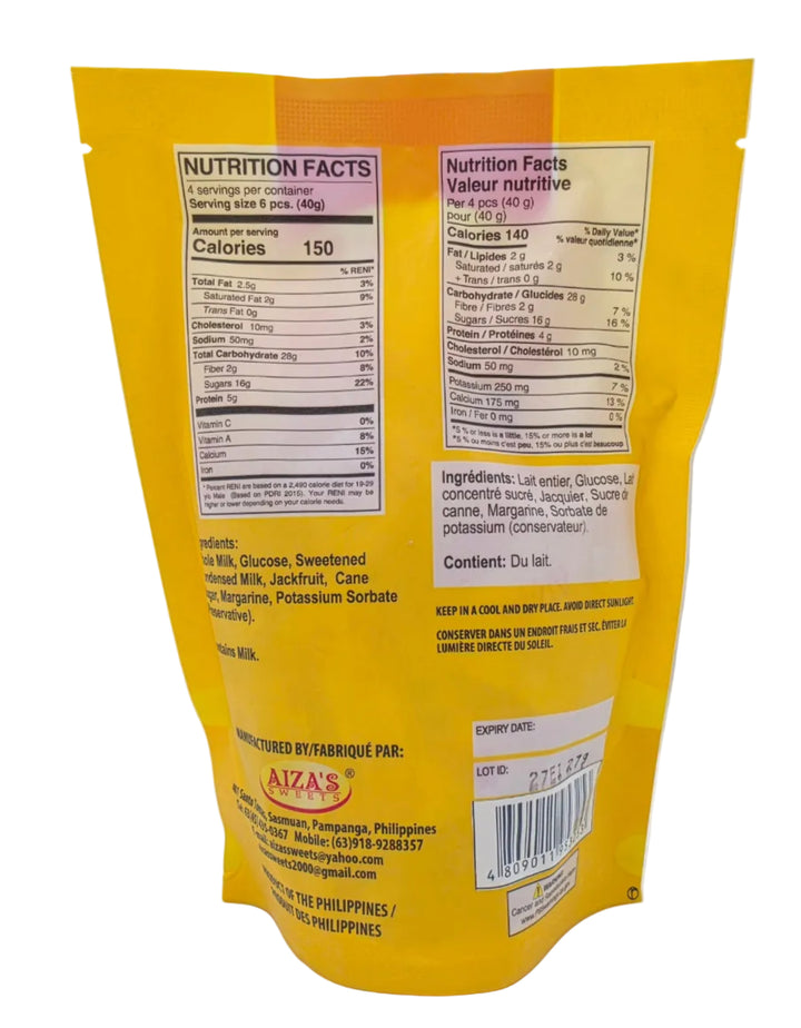 A yellow package with a red label featuring Aiza's branding on a white background
