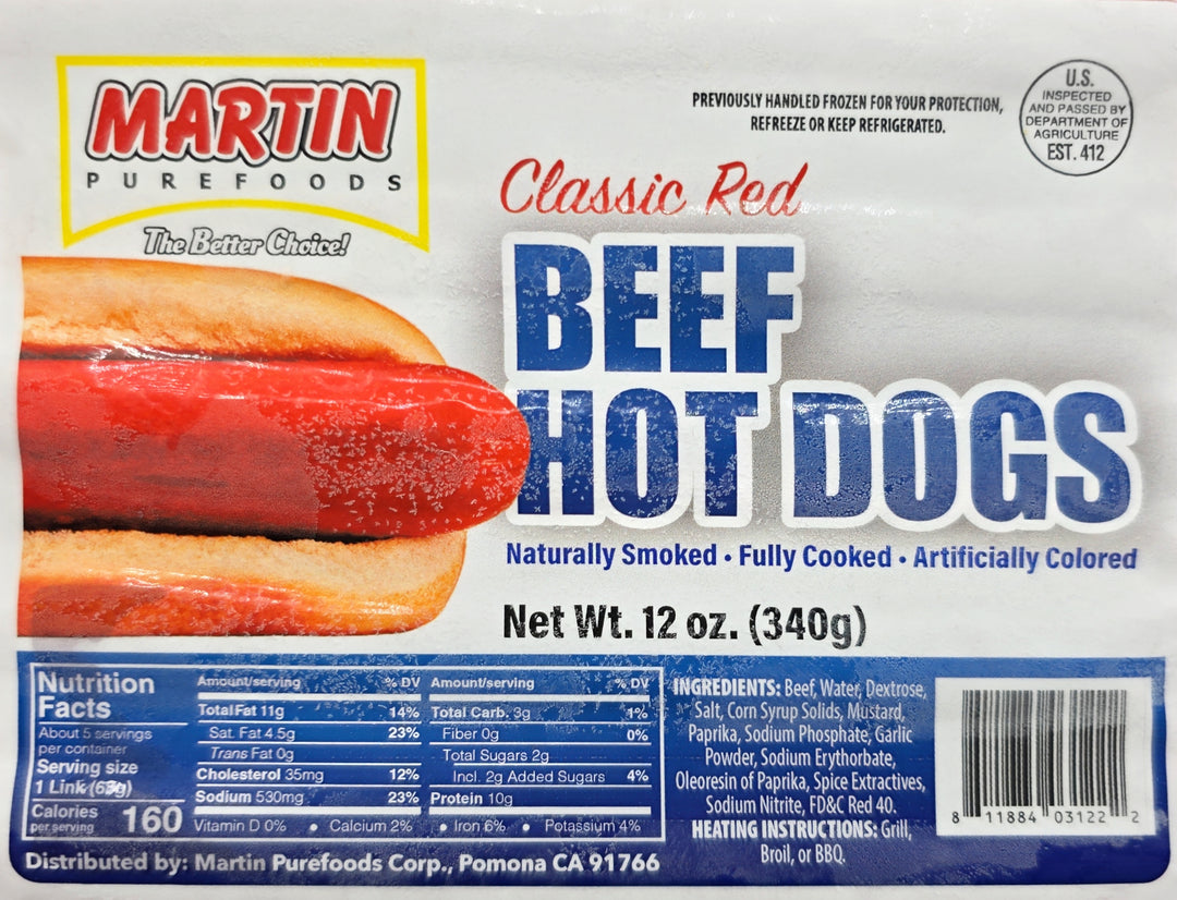 Martin Purefoods Classic Red Beef Hotdogs - 340g