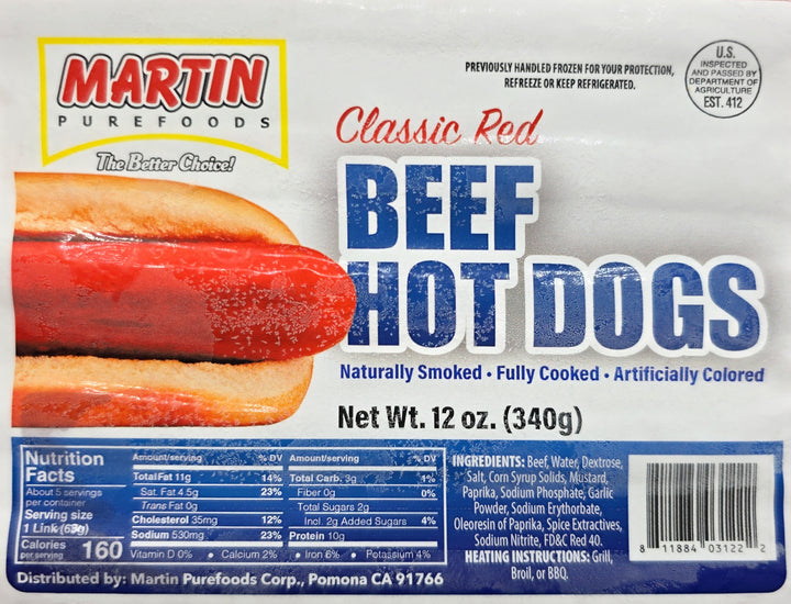 Martin Purefoods Classic Red Beef Hotdogs - 340g