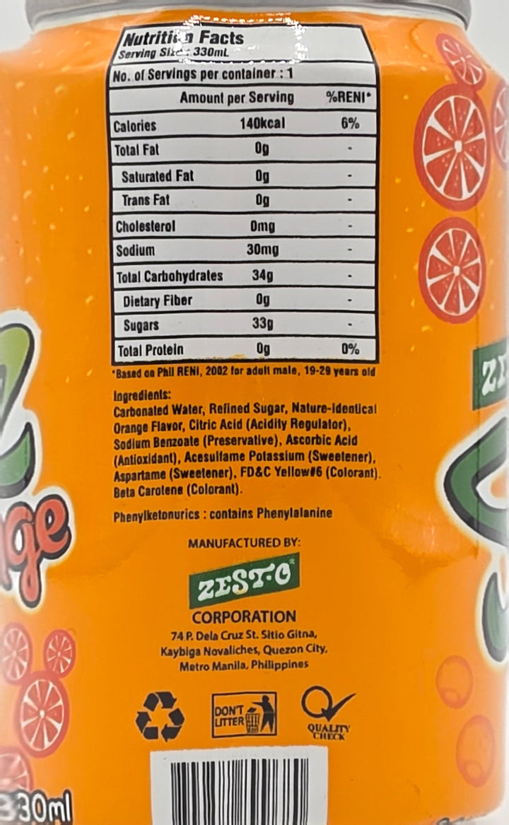 Zest-O Squiz Orange  Soda - 330mL