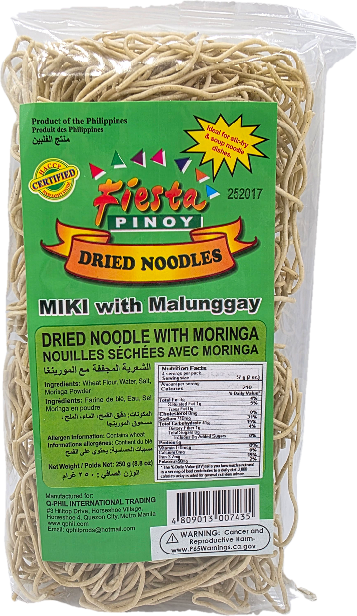 Fiesta Pinoy Dried Noodles Miki with Malunggay (Dried Noodle with Moringa) - 250g