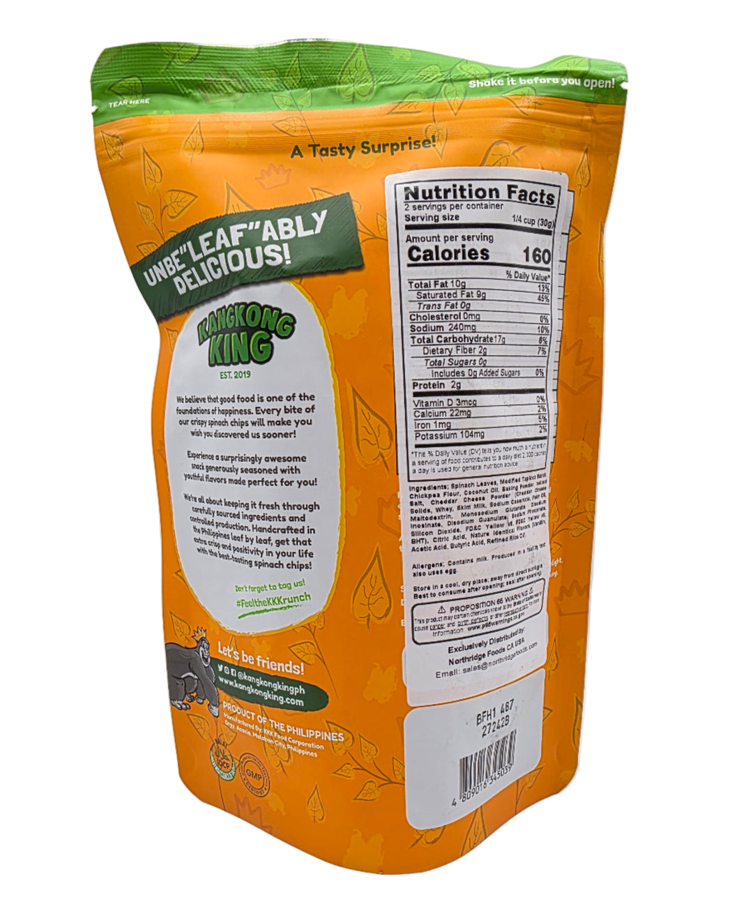 Kangkong King Crispy Spinach Chips Cheese Flavored - 60g