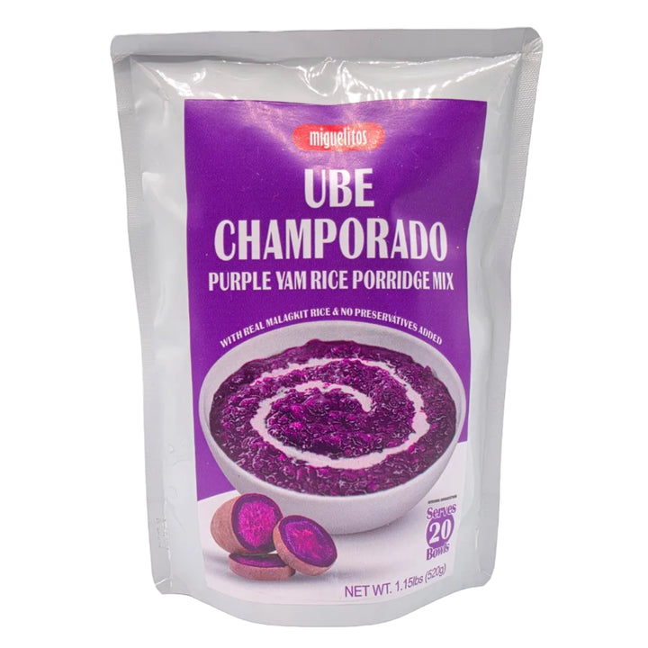 Packaged purple yam product with visible branding on a white background