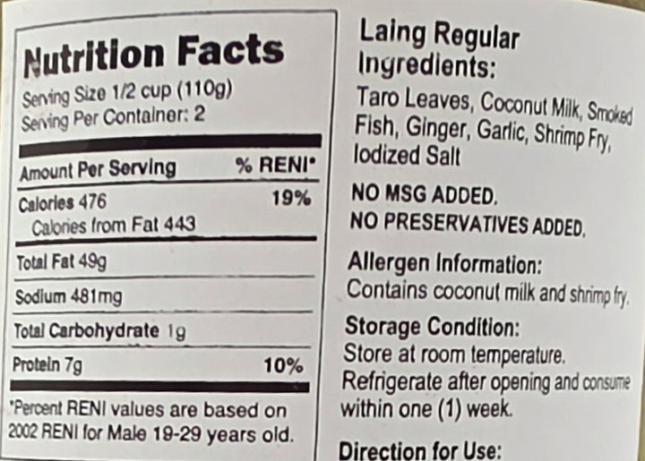 Bicol's Best Ready to Eat Laing (Regualr) - 8oz