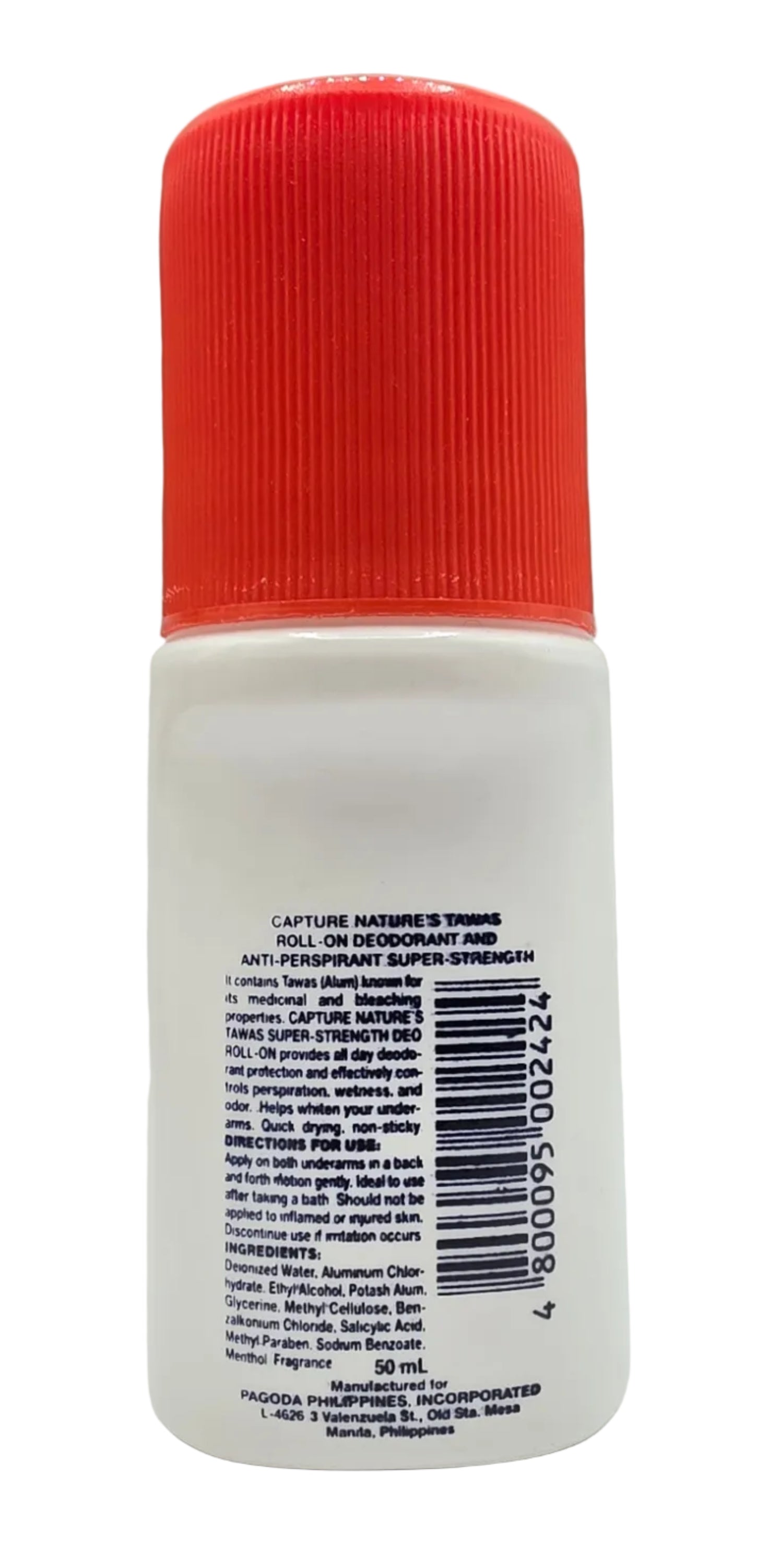 Small bottle with a red cap and white label on a light gray background