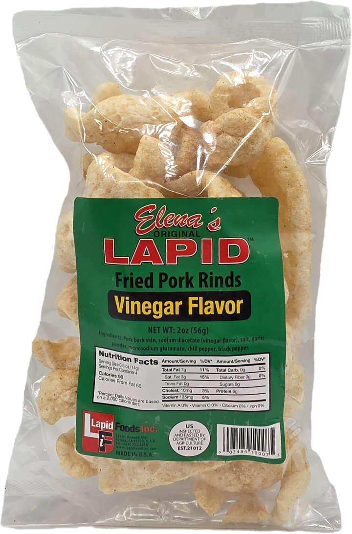 Elena's Original Lapid Fried Pork Rinds Vinegar Flavor - 2oz