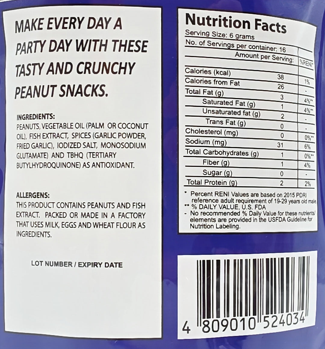 Sugo Greaseless Salted Peanuts -  100g