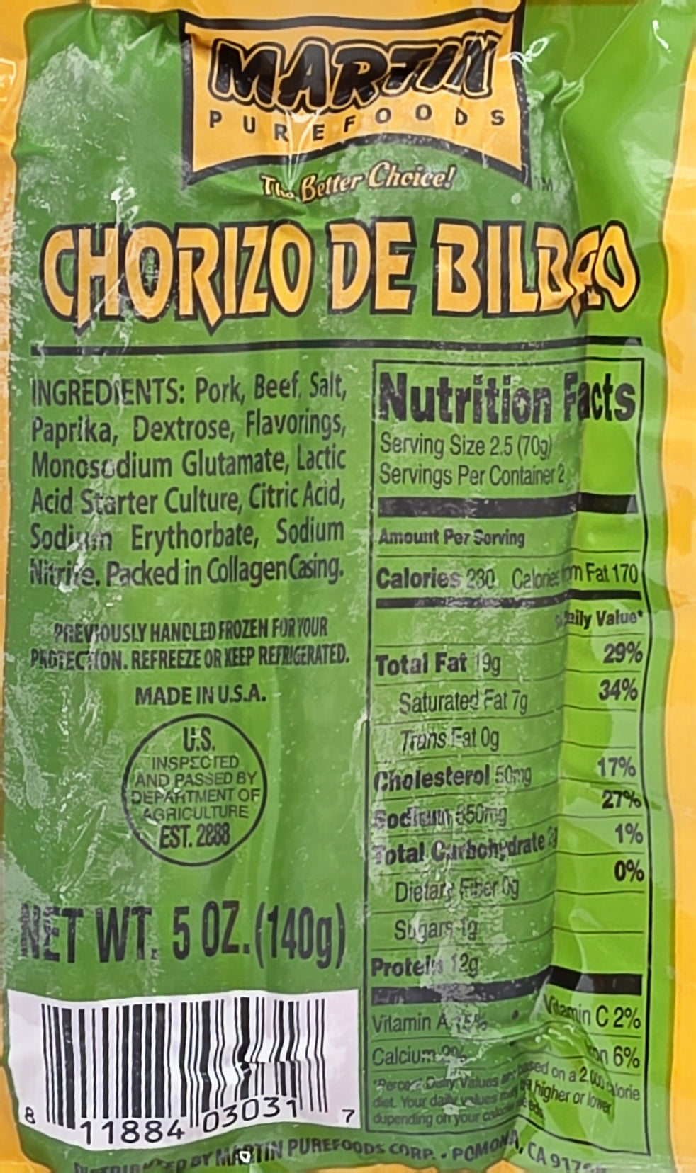 Martin Purefoods Chorizo de Bilbao - 5oz