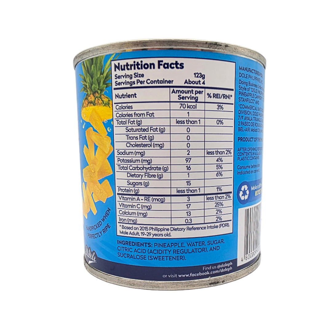 Dole Pineapple Tidbits in Extra Light Syrup - 432g