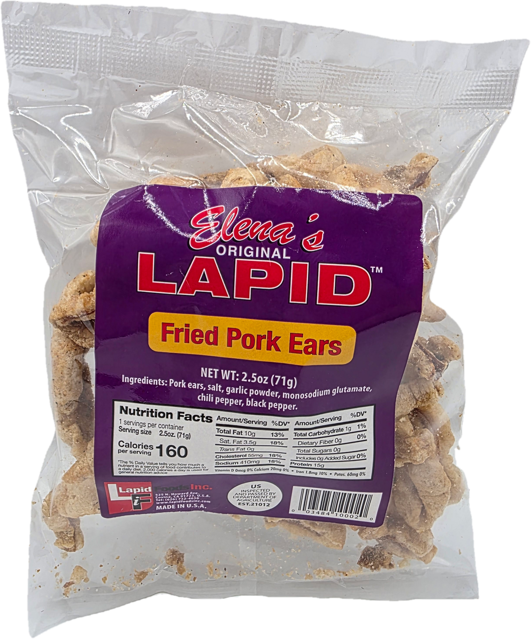 Elena's Original Lapid Fried Pork Ears - 2.5oz