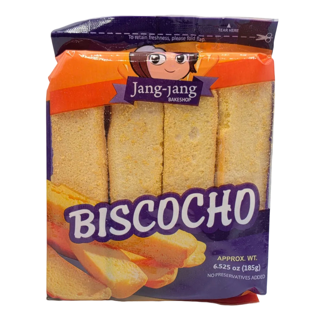Packaged snack sticks with 'Biscocho' branding on a white background