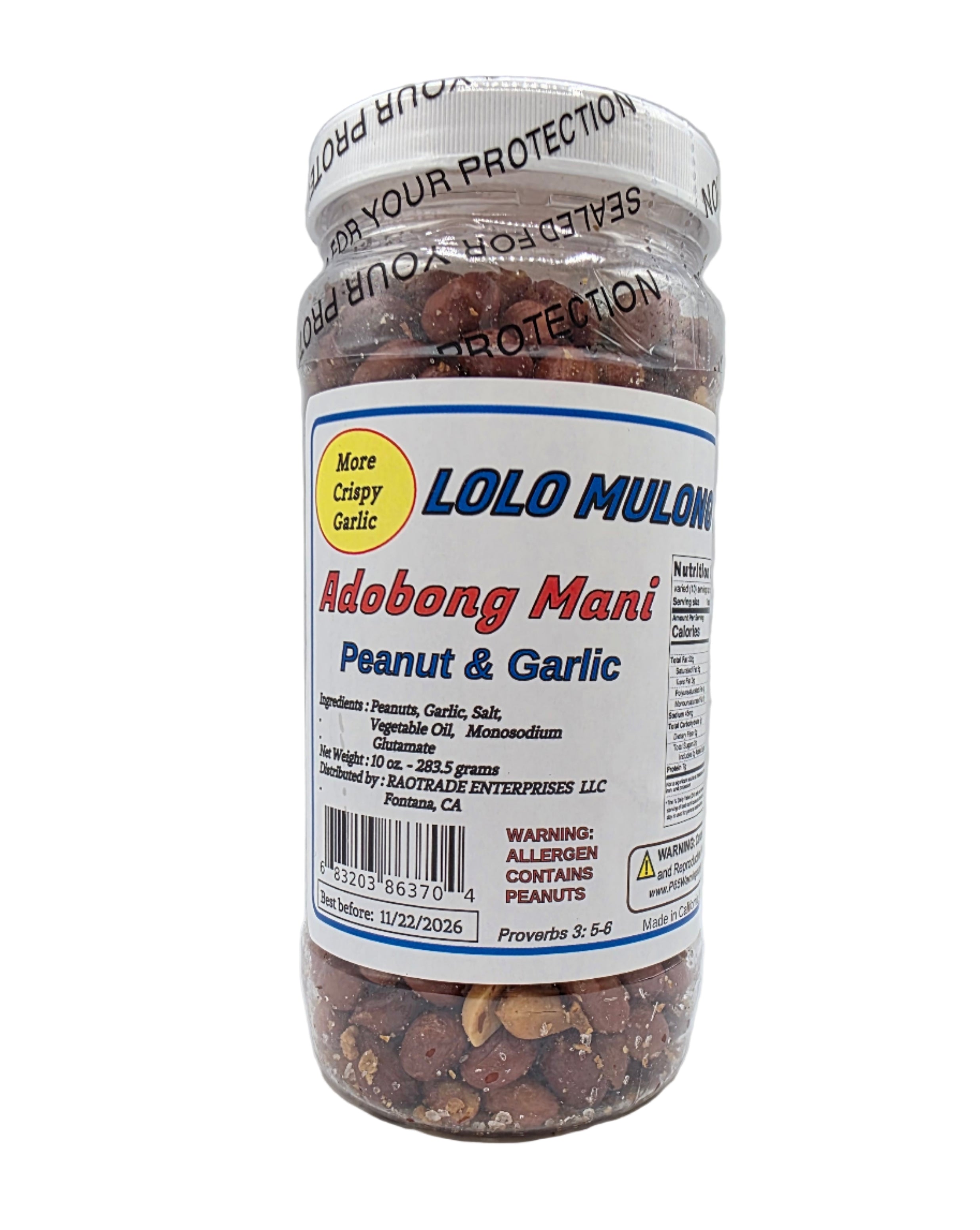 Lolo Mulong's Adobong Mani w/ Garlic - 10oz – Lili Mart