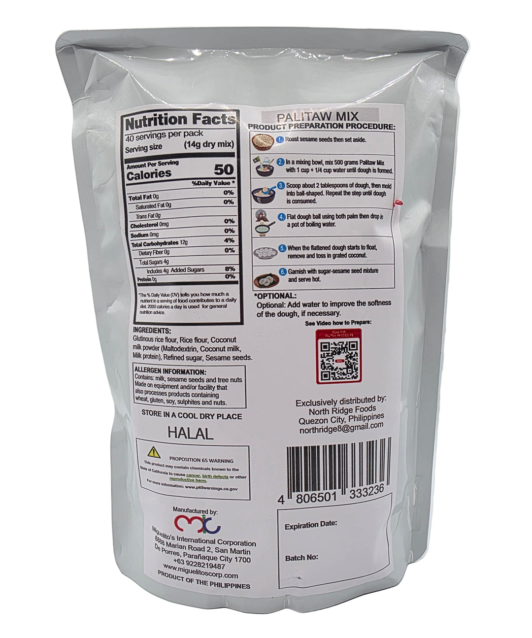 Miguelitos Powdered Palitaw Mix Swee Flat Rice Cake - 550g
