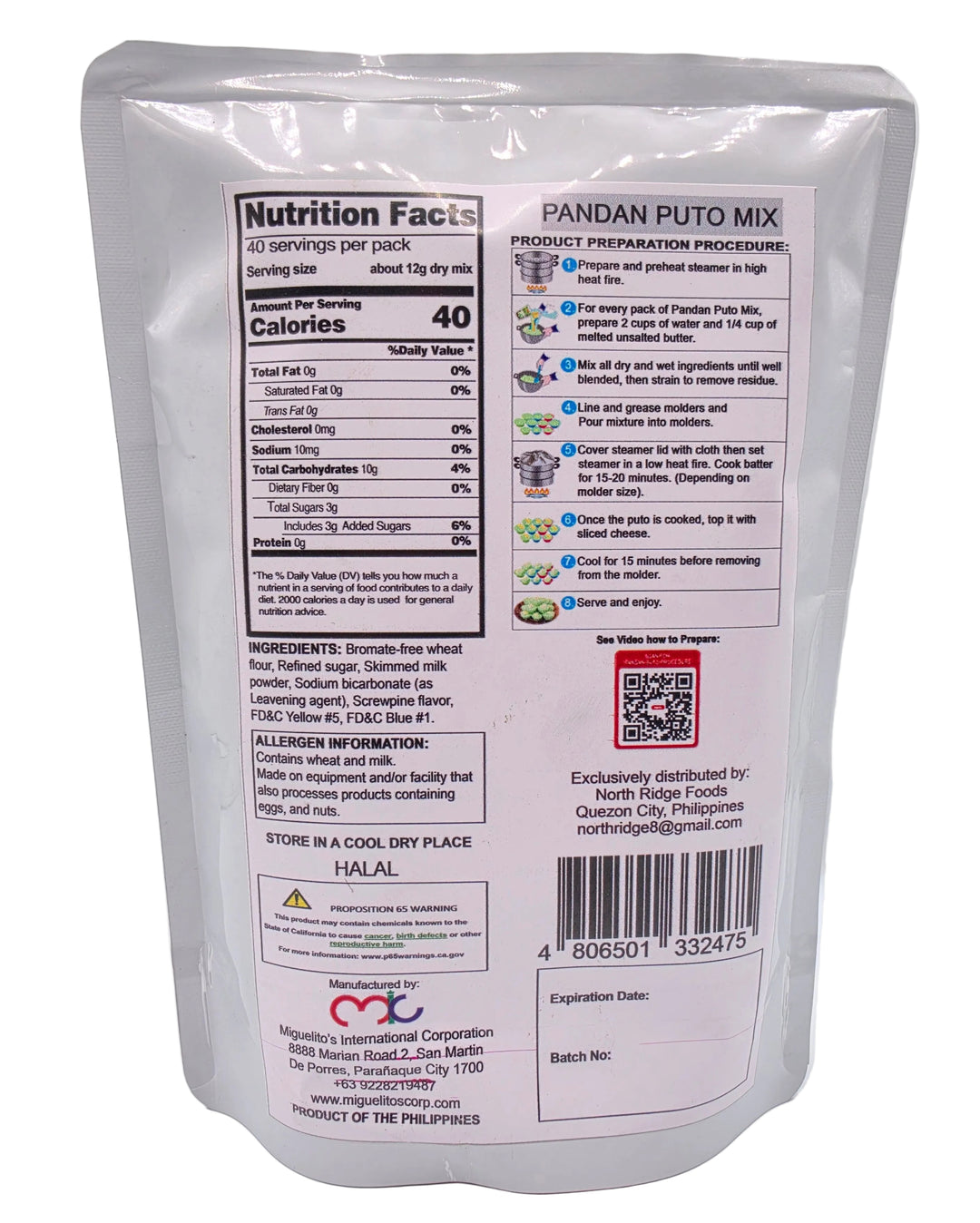 Miguelitos Pandan Puto Mix - 500g