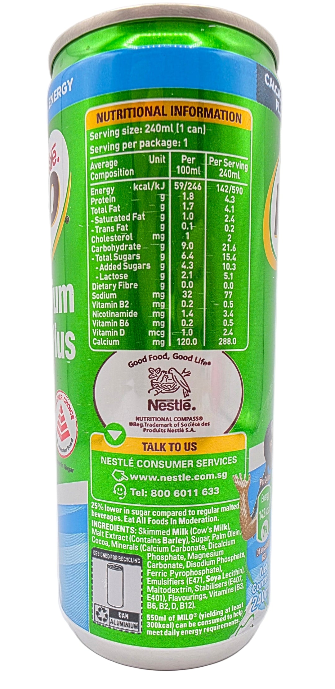 Nestle Milo w/ Calcium Plus Tonic Ready to Drink Can - 240mL