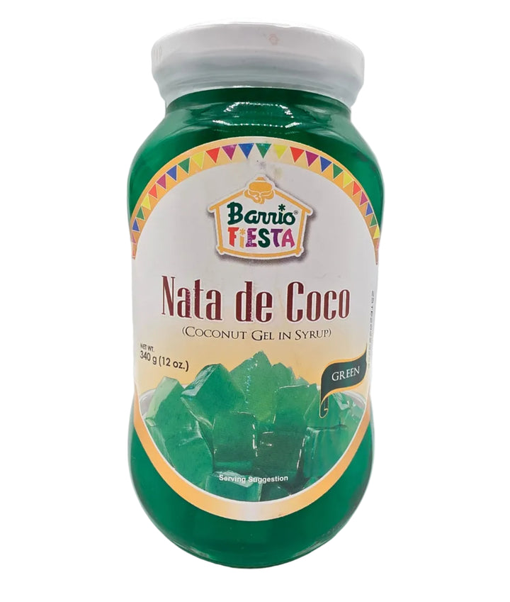 Bottle of Green Coconut Gel Syrup with a colorful label on a white background