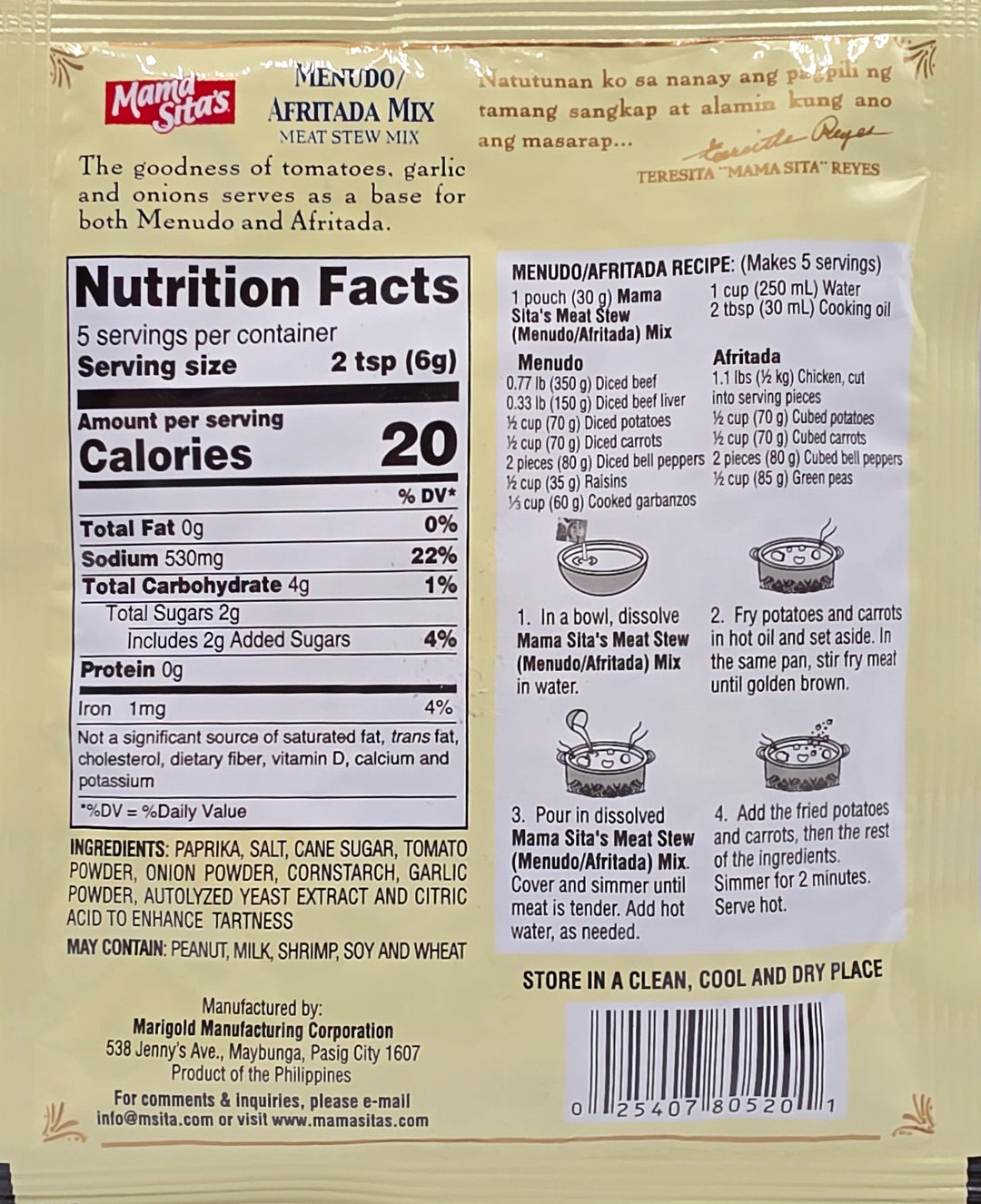 Mama Sita's Menudo/Afritada Mix (Meat Stew Mix) - 30g
