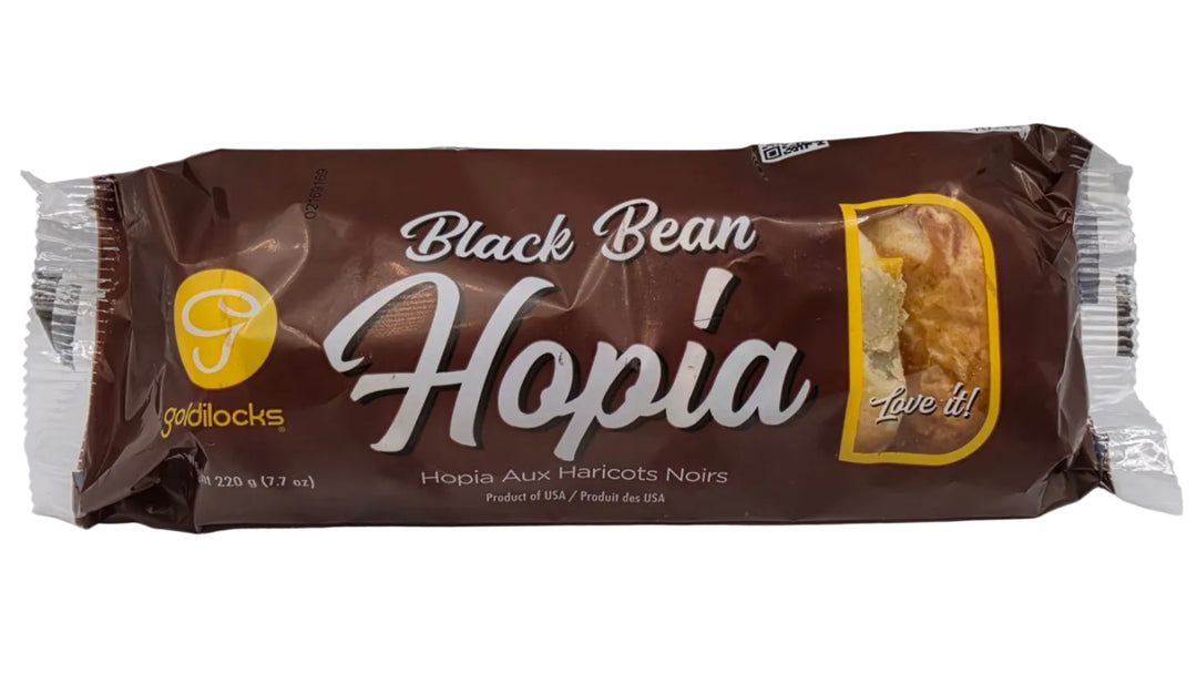 Goldilocks Black Bean Hopia in a brown packaging with white background