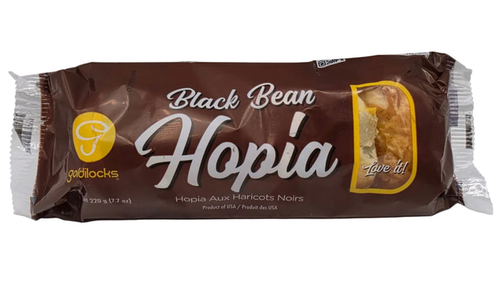 Goldilocks Black Bean Hopia in a brown packaging with white background