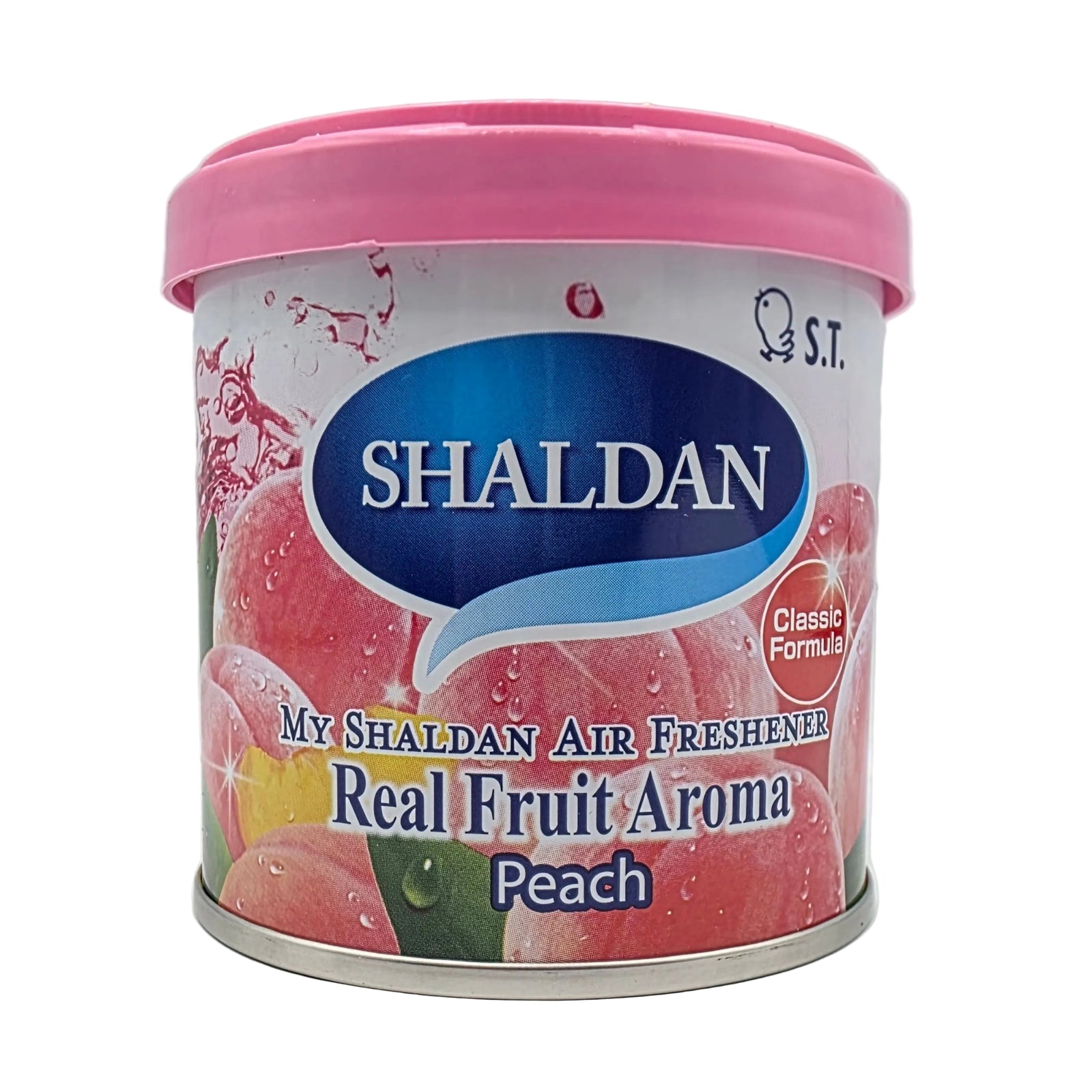 Shaldan air freshener can with pink lid on a white background