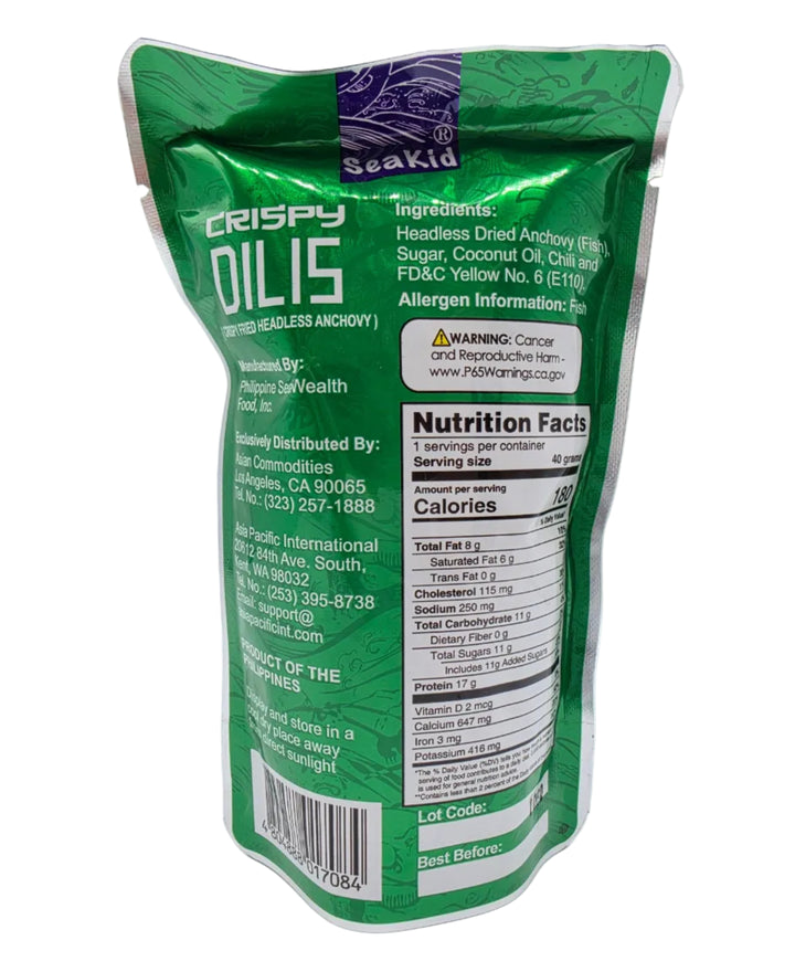 SeaKid Ready to Eat Crispy Dilis (Crispy Fried Headless Anchovy) Teriyaki Style - 40g