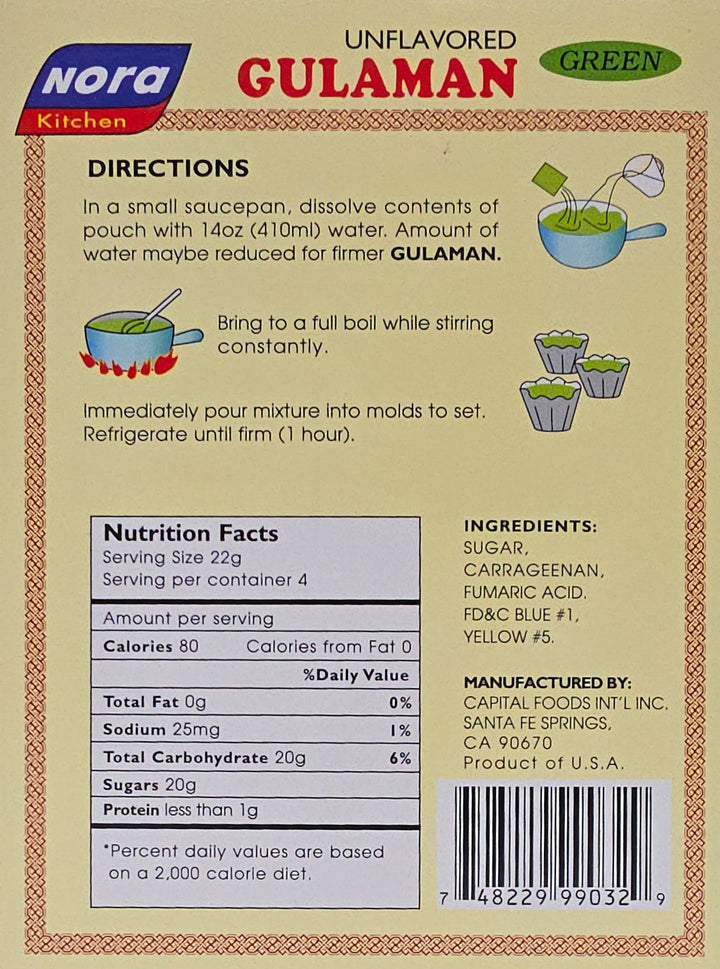 Nora Kitchen Unflavored Gulaman (GREEN) - 90g