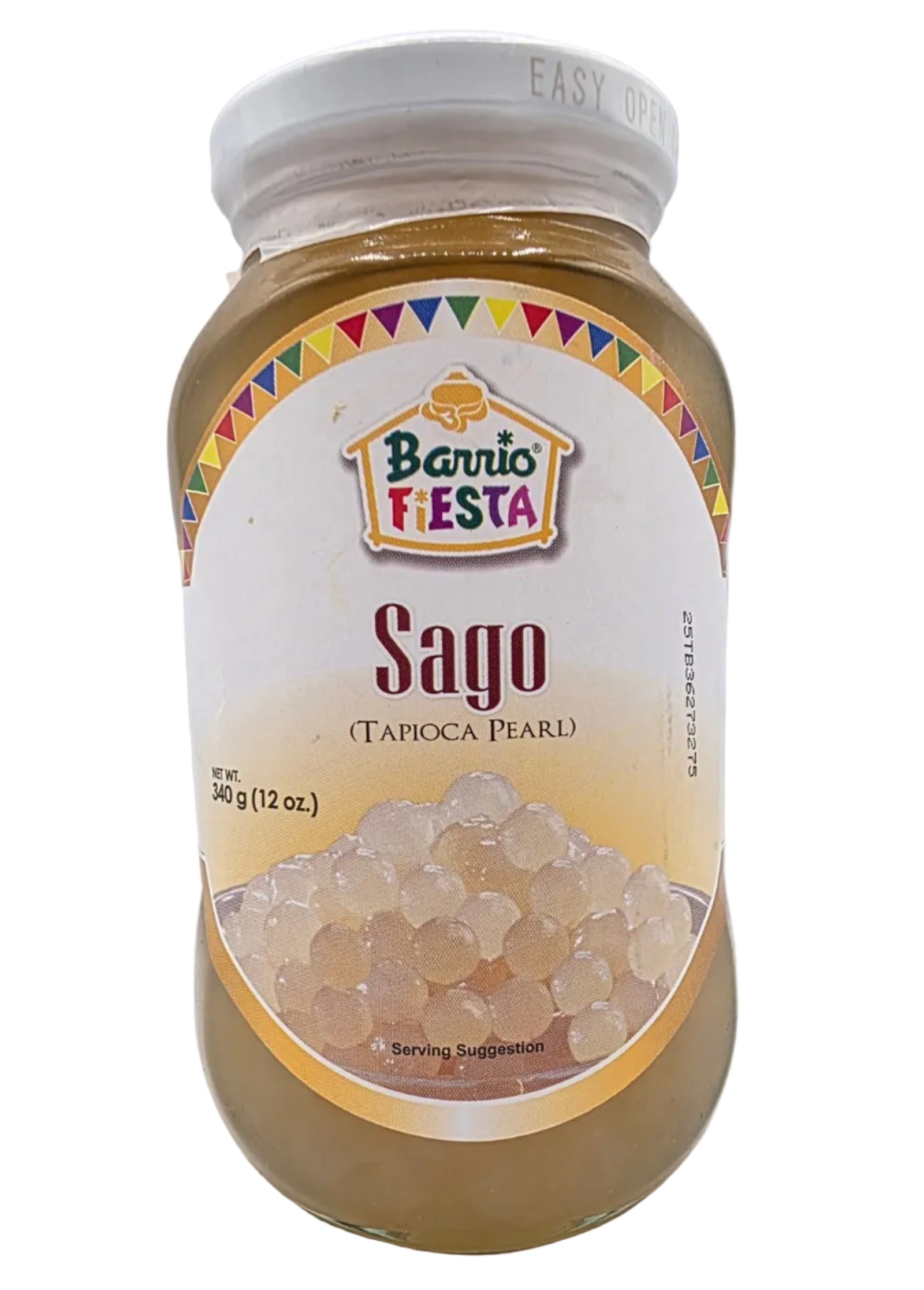 Jar of Barrio Fiesta Sago on a white background