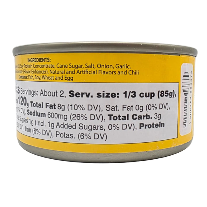 Can with yellow label on a white background