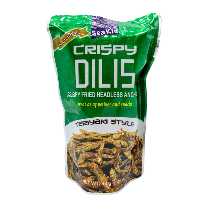 SeaKid Ready to Eat Crispy Dilis (Crispy Fried Headless Anchovy) Teriyaki Style - 40g on a transparent background