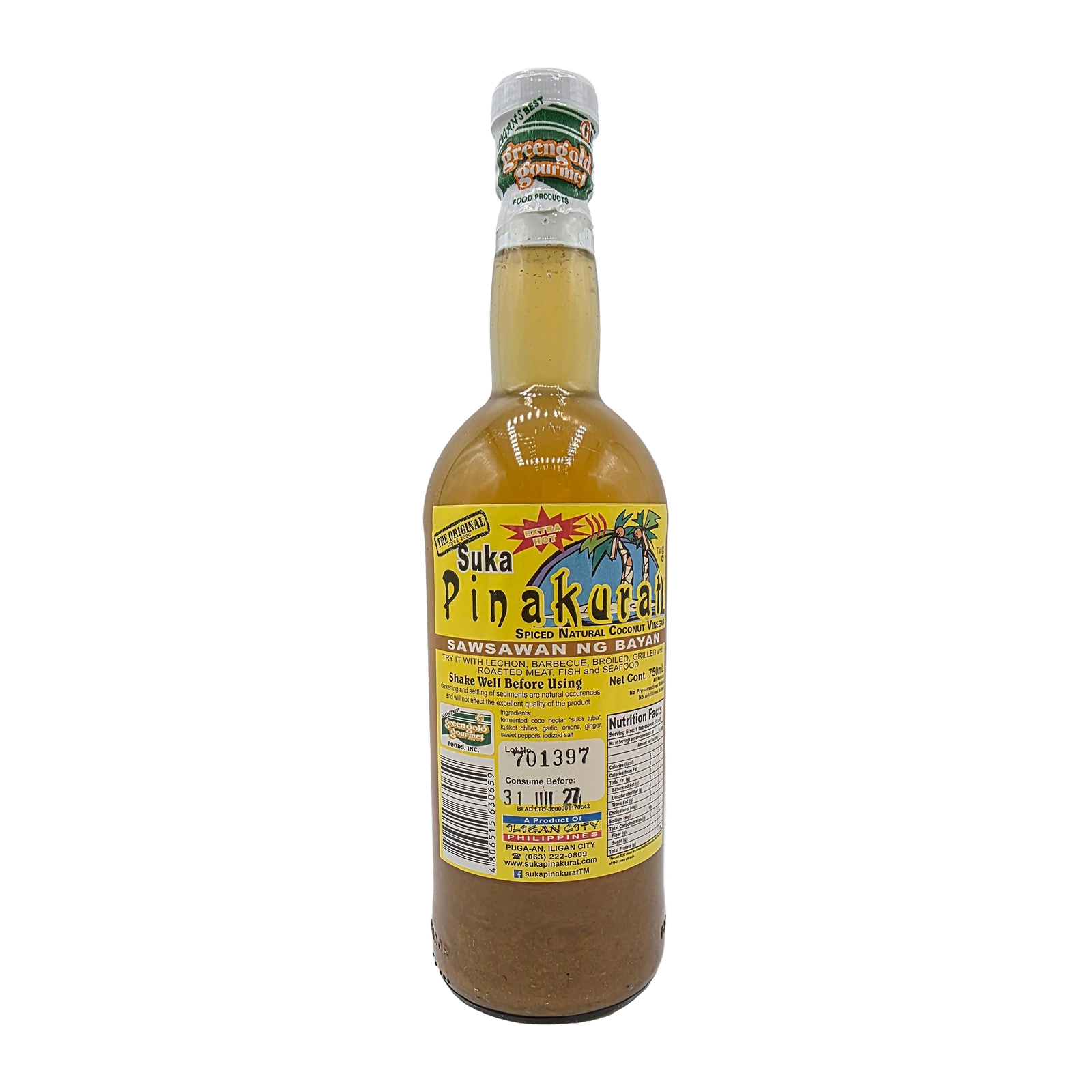 The Original Suka Pinakurat (Spiced Natural Coconut Vinegar) - 750ml on a transparent background